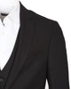 Black Wool Classic Plain 3 Piece Men's Suit