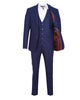 Royal Blue Wool Classic Plain 3 Piece Men's Suit