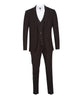 Black Wool Classic Plain 3 Piece Men's Suit