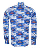 Sailing Boat Print Shirt with Matching Handkerchief-Makrom