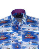 Sailing Boat Print Shirt with Matching Handkerchief-Makrom