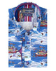 Sailing Boat Print Shirt with Matching Handkerchief-Makrom