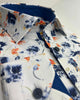 White Poppies Print Shirt with Matching Handkerchief