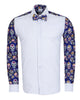 Skull Print Tuxedo Shirt Plain Front Panel-Makrom