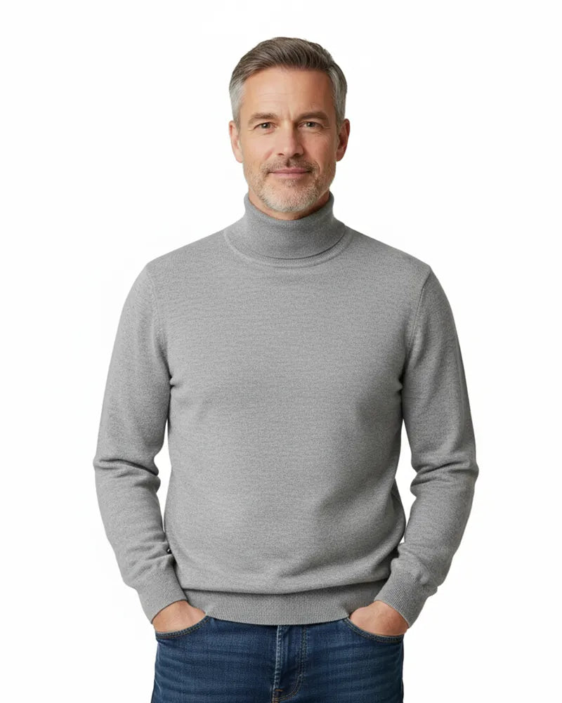 Grey Classic Turtleneck Jumper