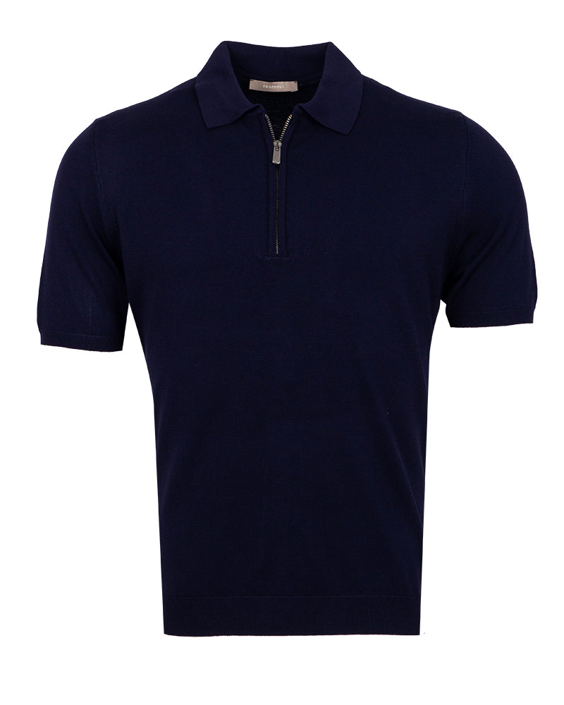 Quarter-Zip Knit Polo Dark Blue