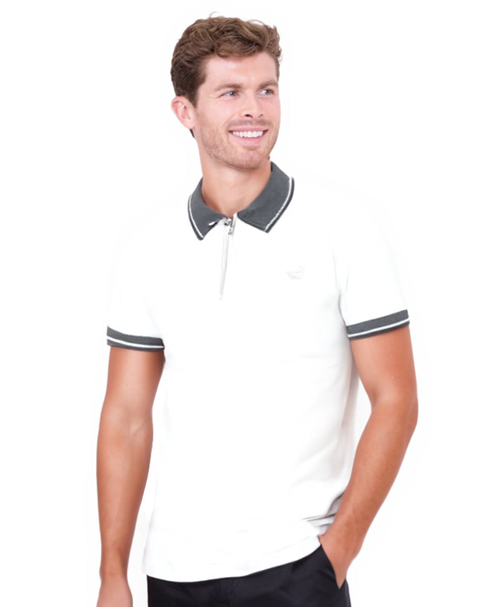 White Classic Polo T-Shirt With Contast Collar