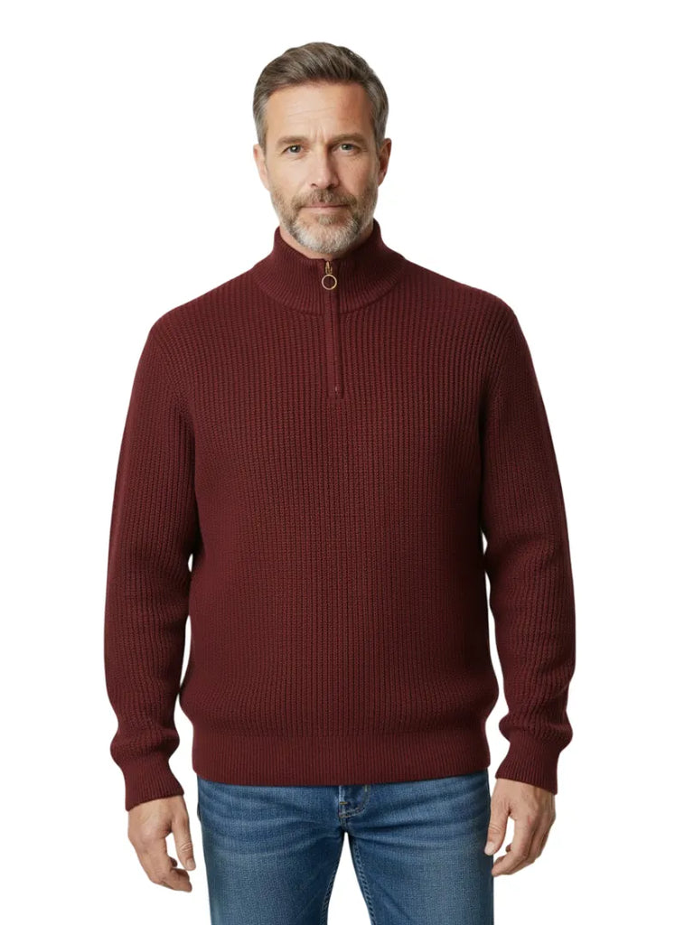 Burgundy Roll Neck Men`s Jumper