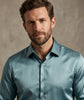 Turquoise Satin Plain Satin Classic Men’s Shirt