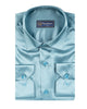 Turquoise Satin Plain Satin Classic Men’s Shirt-Makrom