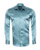 Turquoise Satin Plain Satin Classic Men’s Shirt-Makrom