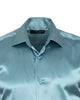 Turquoise Satin Plain Satin Classic Men’s Shirt-Makrom