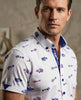Vintage Car and Airplane Print Short Sleeve Shirt