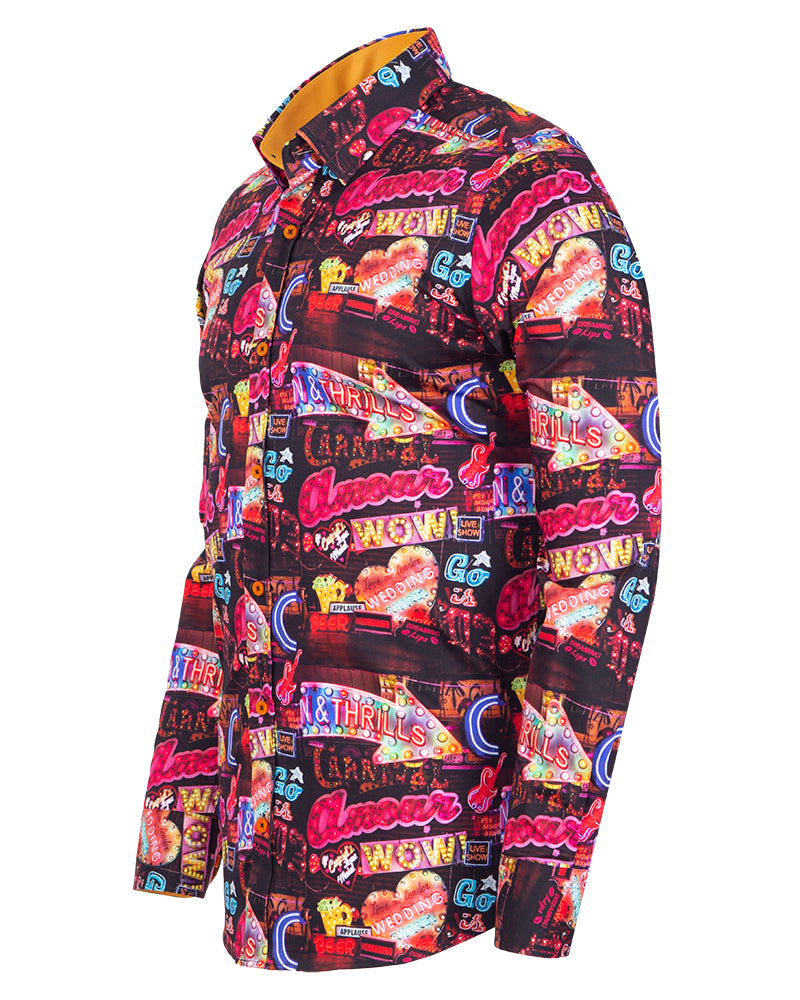 Vintage Party Lights Print Shirt with Matching Handkerchief-Makrom