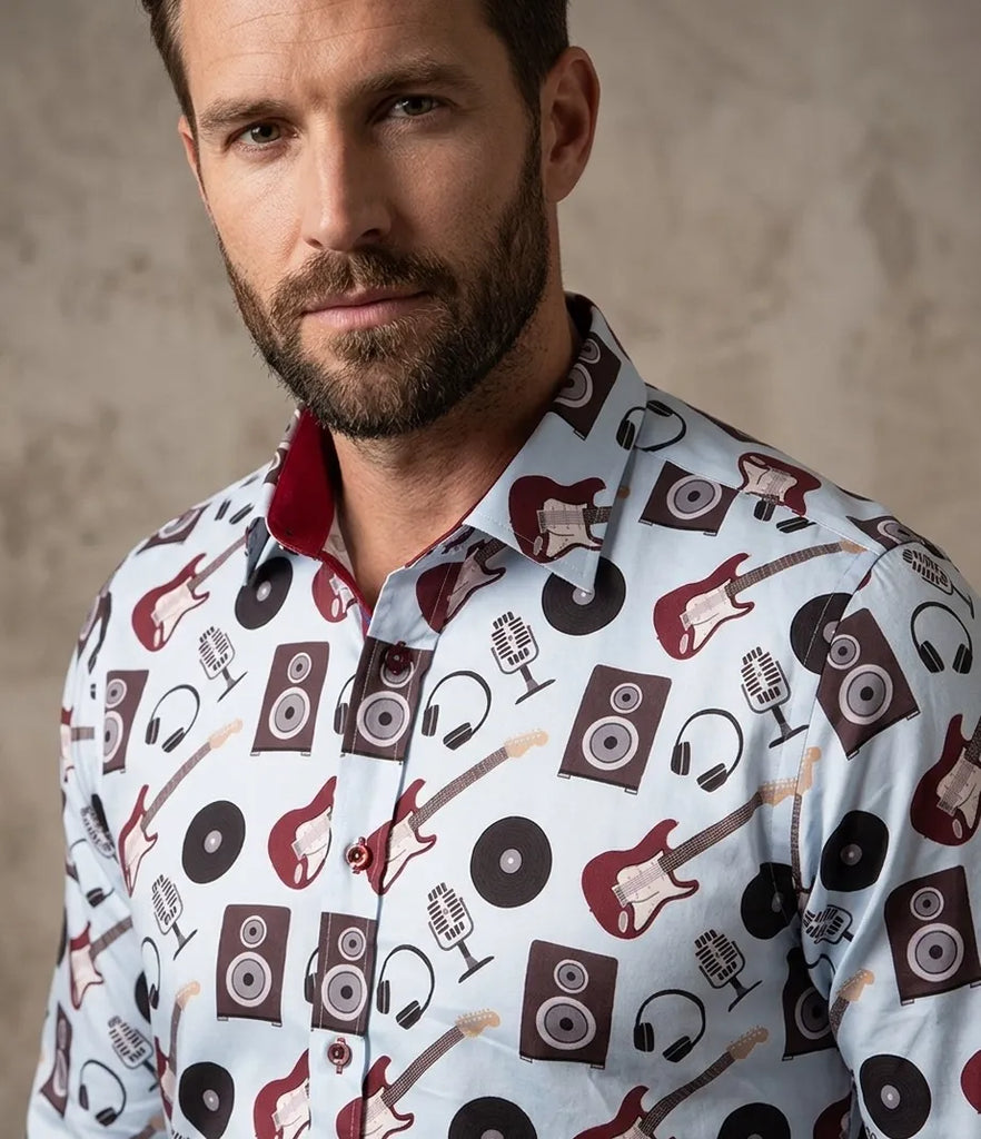 Vintage Record Store Music Print Men's Shirt