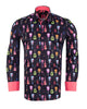 Black Vintage Guitar Print Men's Shirt