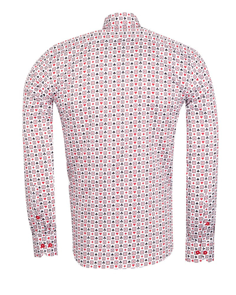 Playing Card Print Shirt with Matching Handkerchief
