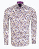 White Leaf Print Shirt with Matching Handkerchief
