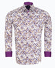 White Leaf Print Shirt with Matching Handkerchief