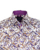 White Leaf Print Shirt with Matching Handkerchief