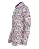 White Leaf Print Shirt with Matching Handkerchief