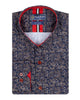 Dark Blue Paisley Print Shirt with Matching Handkerchief