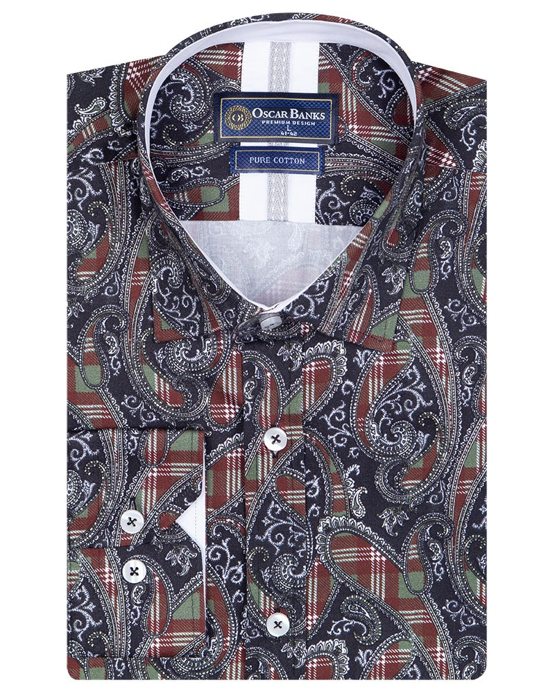 Black Paisley Print with Matching Handkerchief