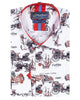 White Vintage Cars Print with Matching Handkerchief