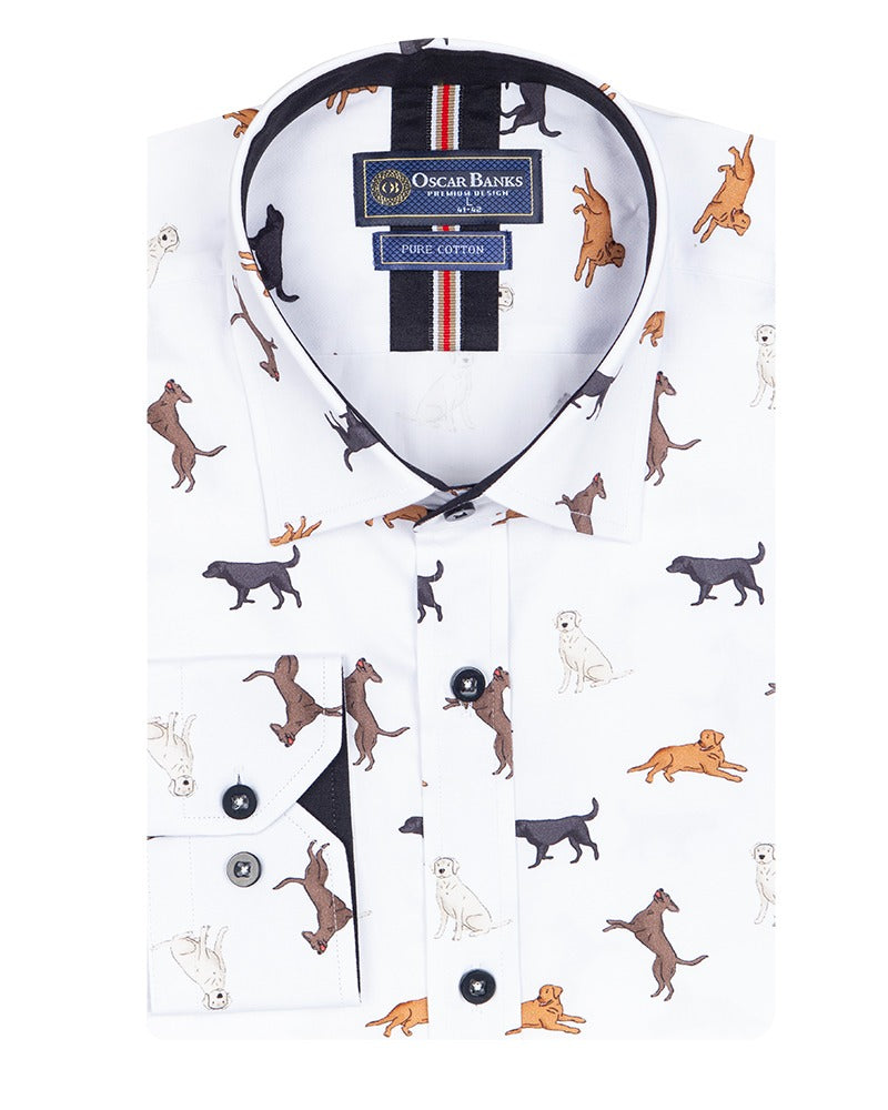 White Dog Print with Matching Handkerchief