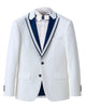 White Men's 4 Piece Wedding Suit Contrasting Lapel