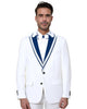 White Men's 4 Piece Wedding Suit Contrasting Lapel