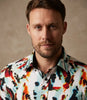 White Abstract Ink Splotch Print Shirt