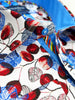 White Blue Leaf Print Shirt with Matching Handkerchief-Makrom