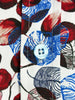 White Blue Leaf Print Shirt with Matching Handkerchief-Makrom
