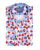 White Blue Leaf Print Shirt with Matching Handkerchief-Makrom