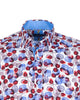 White Blue Leaf Print Shirt with Matching Handkerchief-Makrom