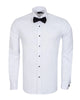White dress shirt with a black bow tie on a white background