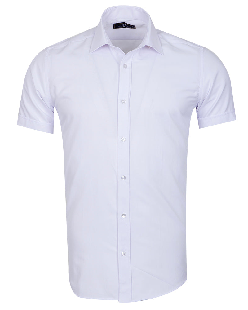 White Classic Twill Short Sleeve Shirt-Makrom
