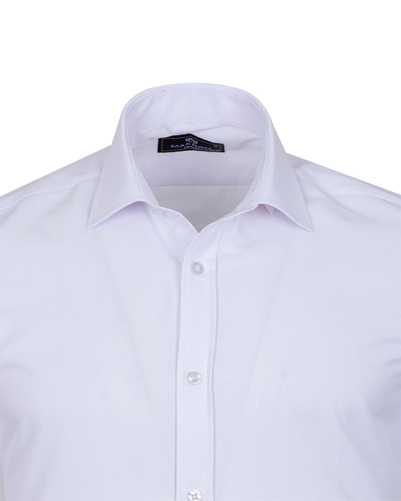 White Classic Twill Short Sleeve Shirt-Makrom