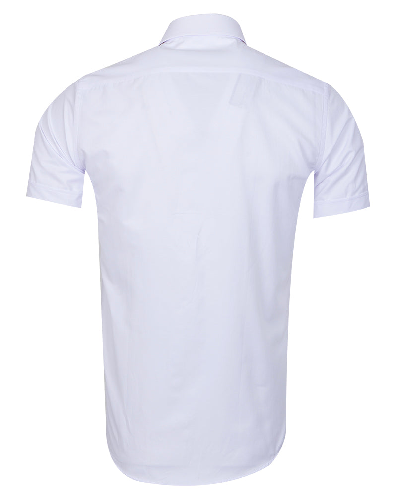 White Classic Twill Short Sleeve Shirt-Makrom