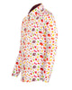 White Colorful Leaf Print Shirt with Matching Handkerchief-Makrom