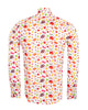 White Colorful Leaf Print Shirt with Matching Handkerchief-Makrom