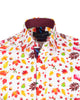 White Colorful Leaf Print Shirt with Matching Handkerchief-Makrom