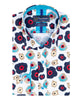 White Colourful Abstract Shapes with Matching Handkerchief-Makrom