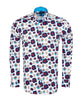 White Colourful Abstract Shapes with Matching Handkerchief-Makrom