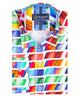 White Colourful Brush Stroke Print with Matching Handkerchief-Makrom