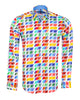 White Colourful Brush Stroke Print with Matching Handkerchief-Makrom