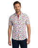 White Colourful Guitar Print Short Sleeve Shirt-Makrom