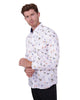 White Colourful Hummingbirds Print Men's Shirt-Makrom