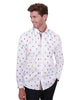 White Colourful Insect Print with Matching Handkerchief-Makrom